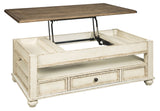 Realyn - Lift Top Cocktail Table - White / Brown