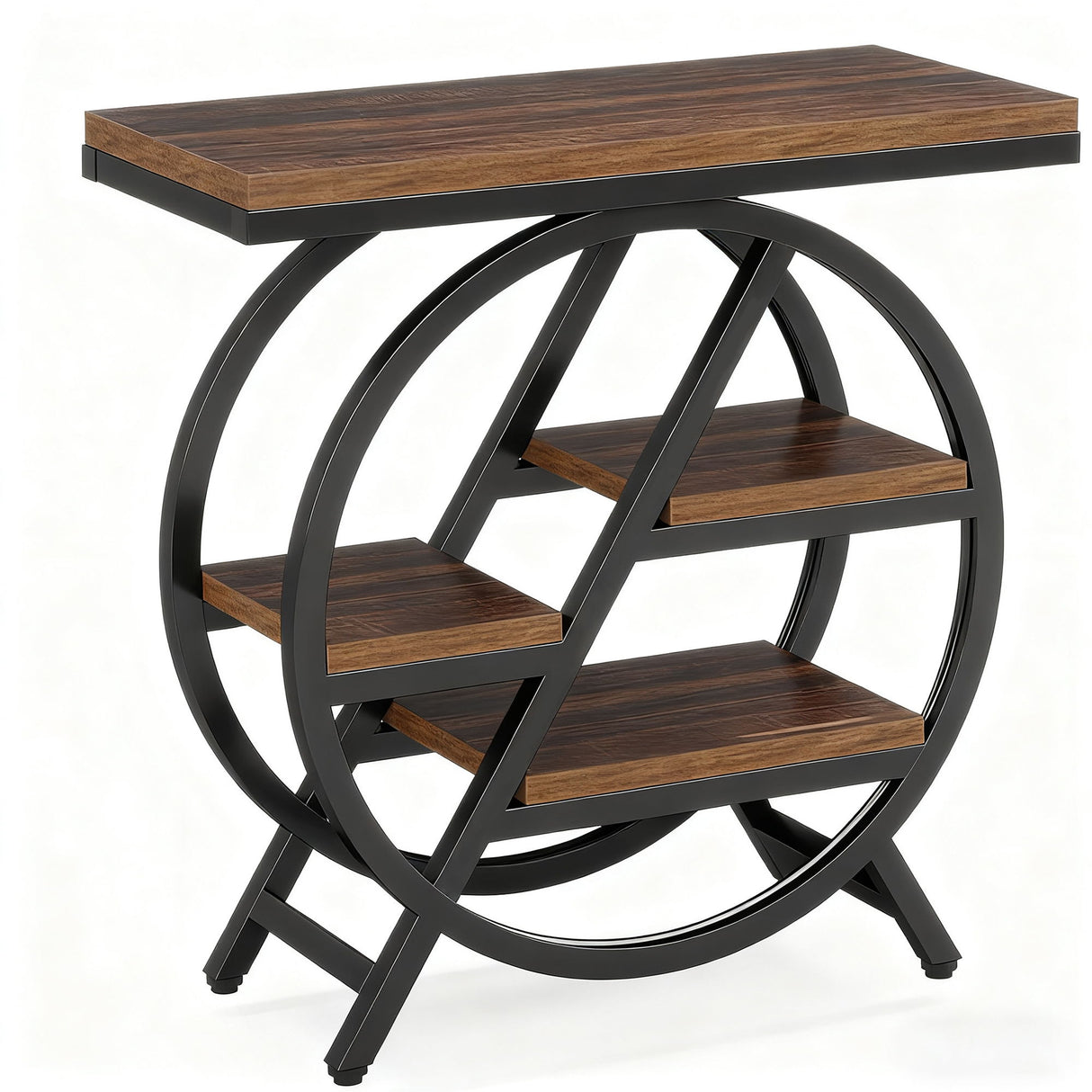 Modern Narrow End Table With 3 Tier Shelves