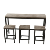 Modern Design Long Dining Table Set With 3 Stools