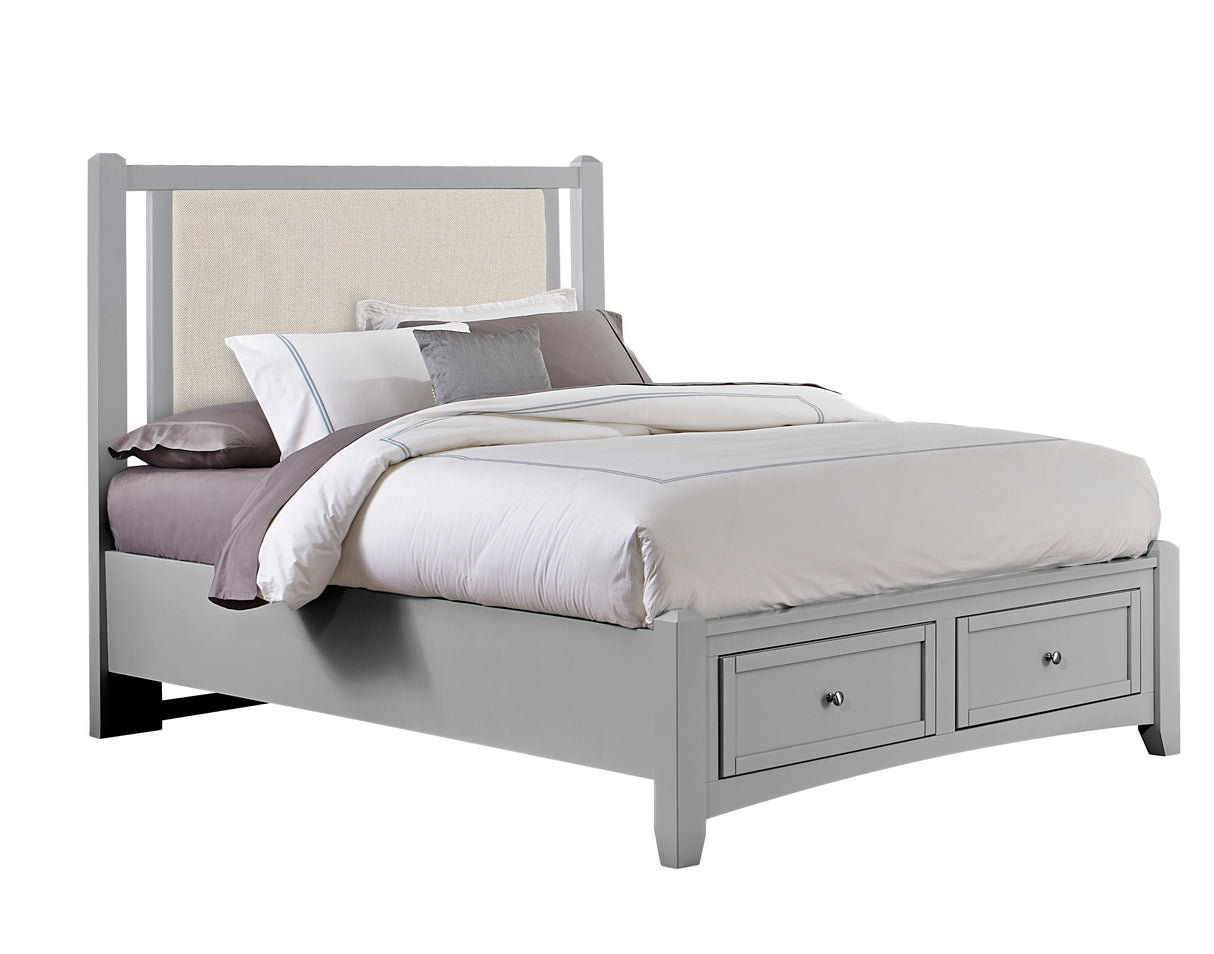 Bonanza - Pebble Gray Upholstered Bed With Storage Footboard