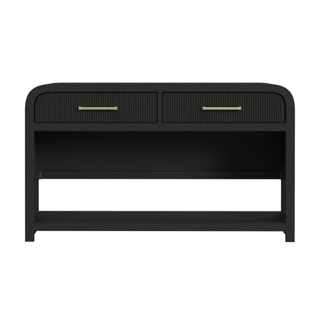 Ridgemont - Sofa Table With Bottom Shelf - Black With Grain