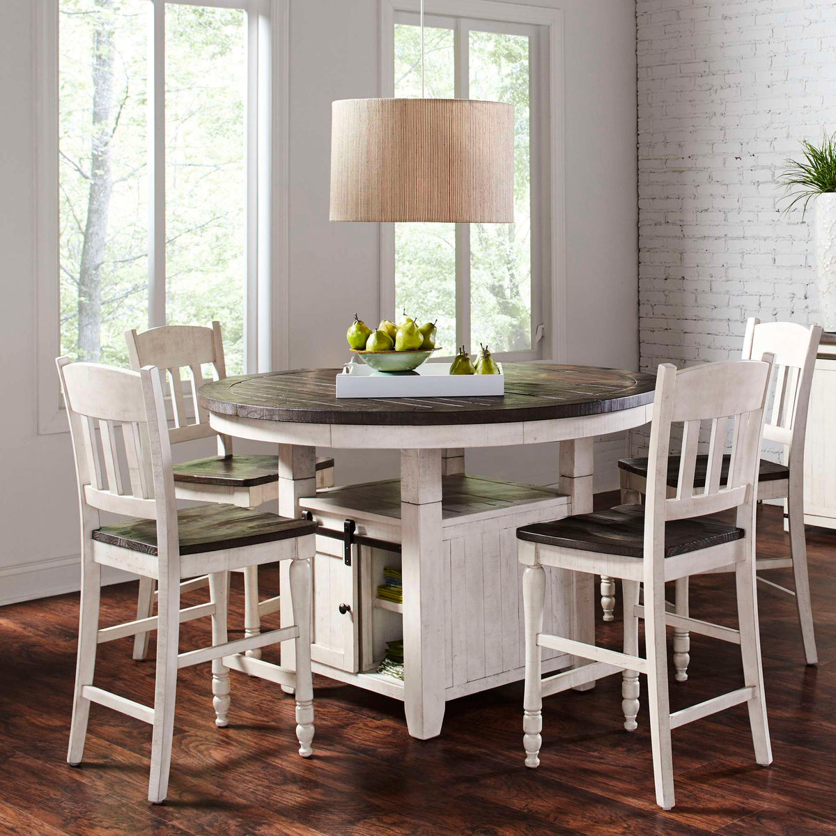 Madison County - Round Counter Set With Slatback Stools