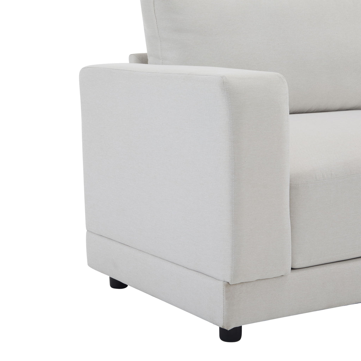 Modern Square Arm Sofa With Soft Fabric Upholstery, Deep Cushions