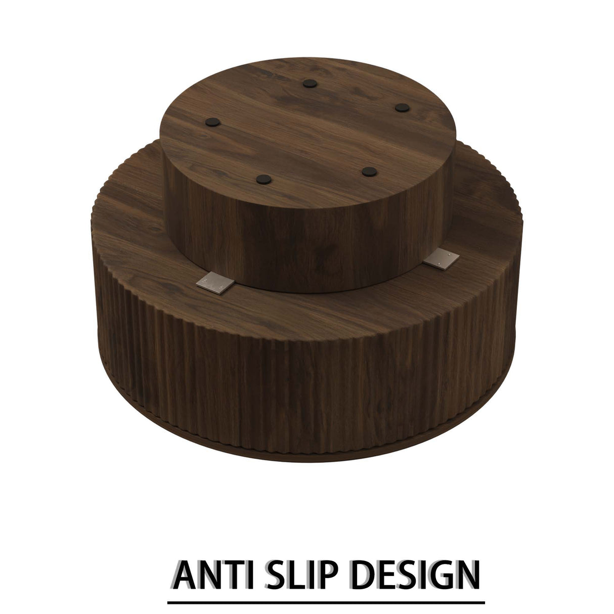 Modern Circular Coffee Table With Stripe Design And Storage Space