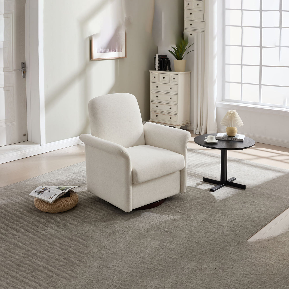 Modern Swivel Barrel Accent Chair With Base