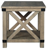 Aldwin - Rectangular End Table - Crossbuck Styling - Gray