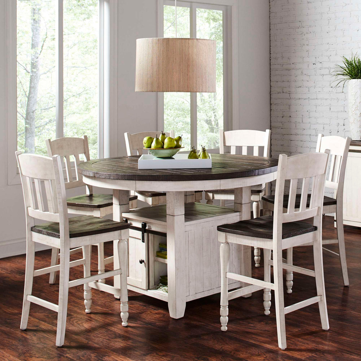Madison County - Round Counter Set With Slatback Stools
