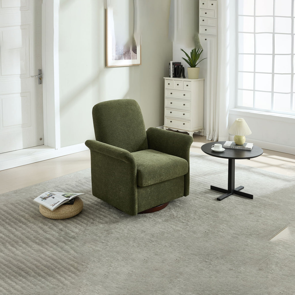Modern Swivel Barrel Accent Chair With Base