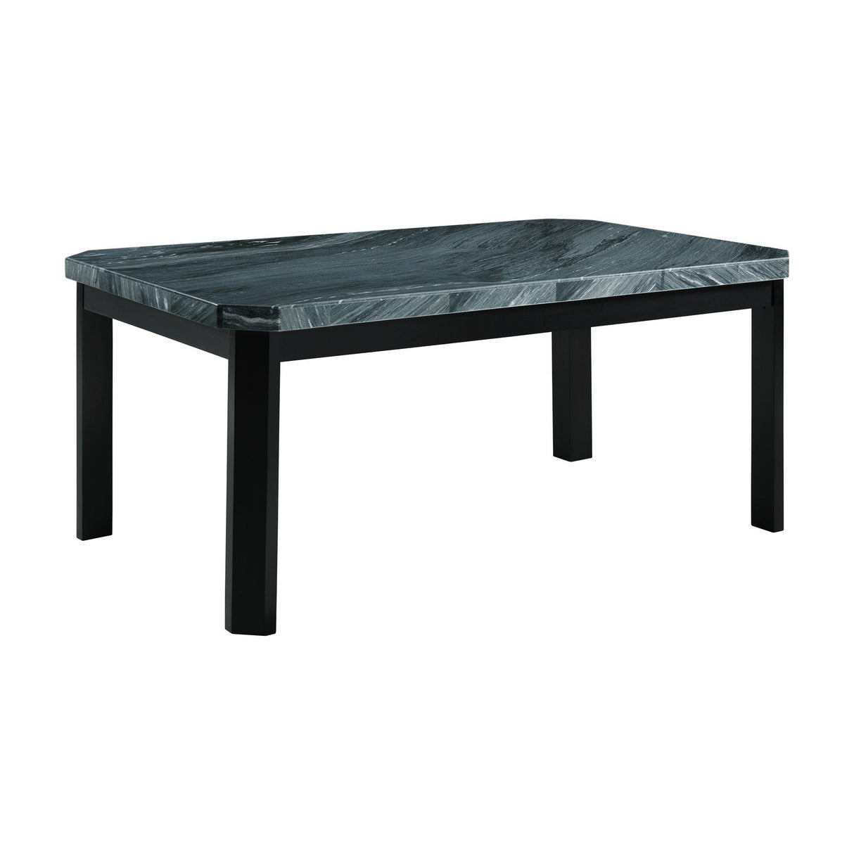 Francesca - Rectangular 5 Piece Gray PU Chairs Dining Set, Table & Four Chairs - Gray Marble