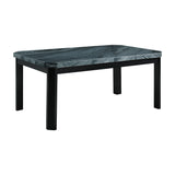 Francesca - Rectangular 5 Piece Gray PU Chairs Dining Set, Table & Four Chairs - Gray Marble