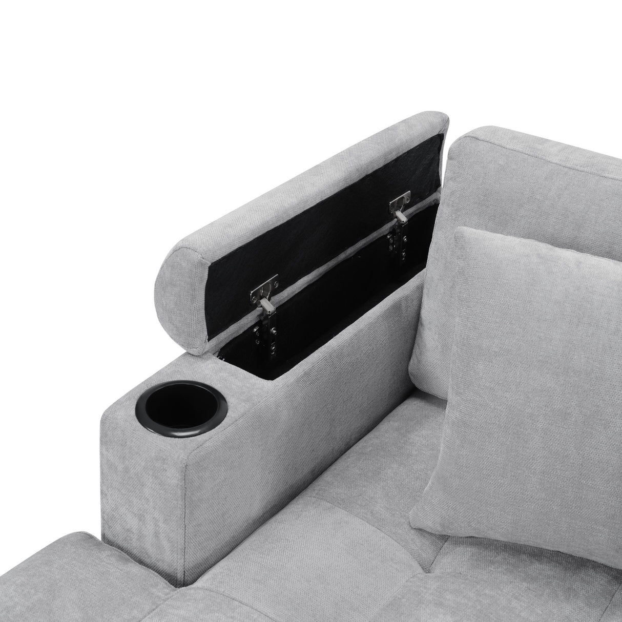 U Shaped Sectional Sofa, Corner Living Room Couch With Built In Cup Holders, Storage, USB Ports