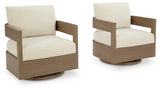 Serene Bay - Swivel Glider Chair With Cushion - Dark Brown / White