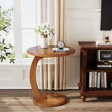 C-Shaped Round End Table - Brown
