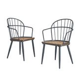 Industrial Inspired Indoor Dining Chair With Metal Legs And Birch (Set of 2) - Black / Natural