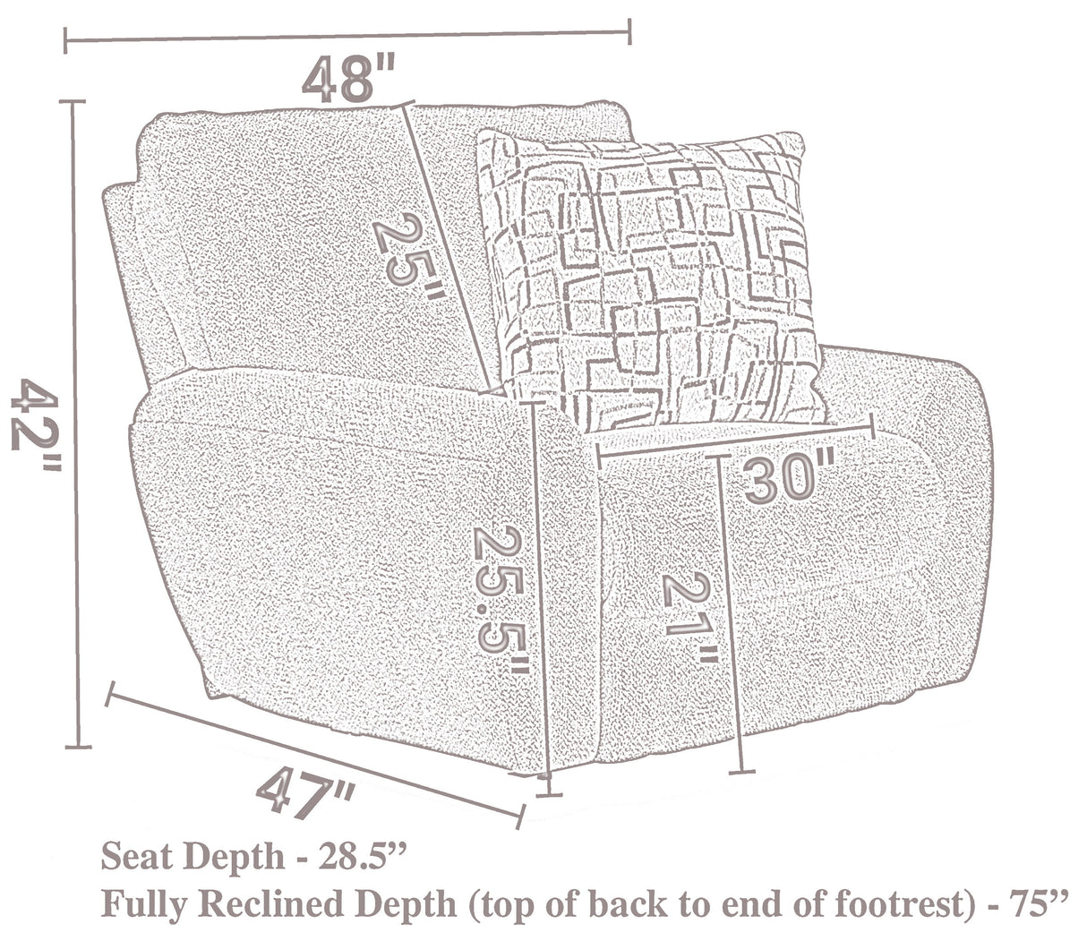 Maxwell - Power Deep Seat Lay Flat Recliner - Dolphin