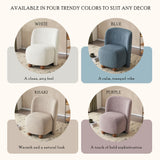 Modern Low Back Accent Upholstered Armless Living Room Chairs, Round Feet
