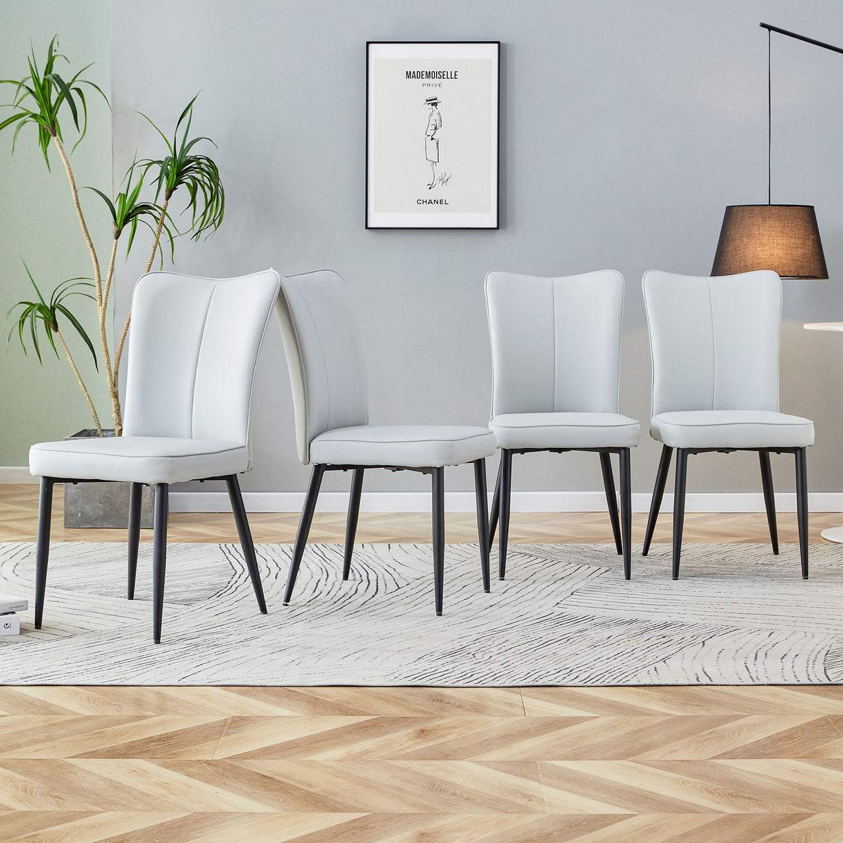 Modern Minimalist Dining Chairs With Metal Legs