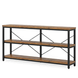 Console Table With 3 Tier Storage Shelves Finish, Slim Narrow Design For Living Entryway - Brown / Black