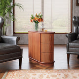 3 Drawer End Table, Semi Oval For Living Classic Accent Furniture - Walnut