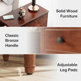 Narrow End Table With 3 Drawers, Compact Design For Small Spaces - Brown