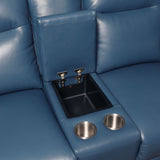 Sansa - Dual Power Reclining Loveseat With Console - Blue