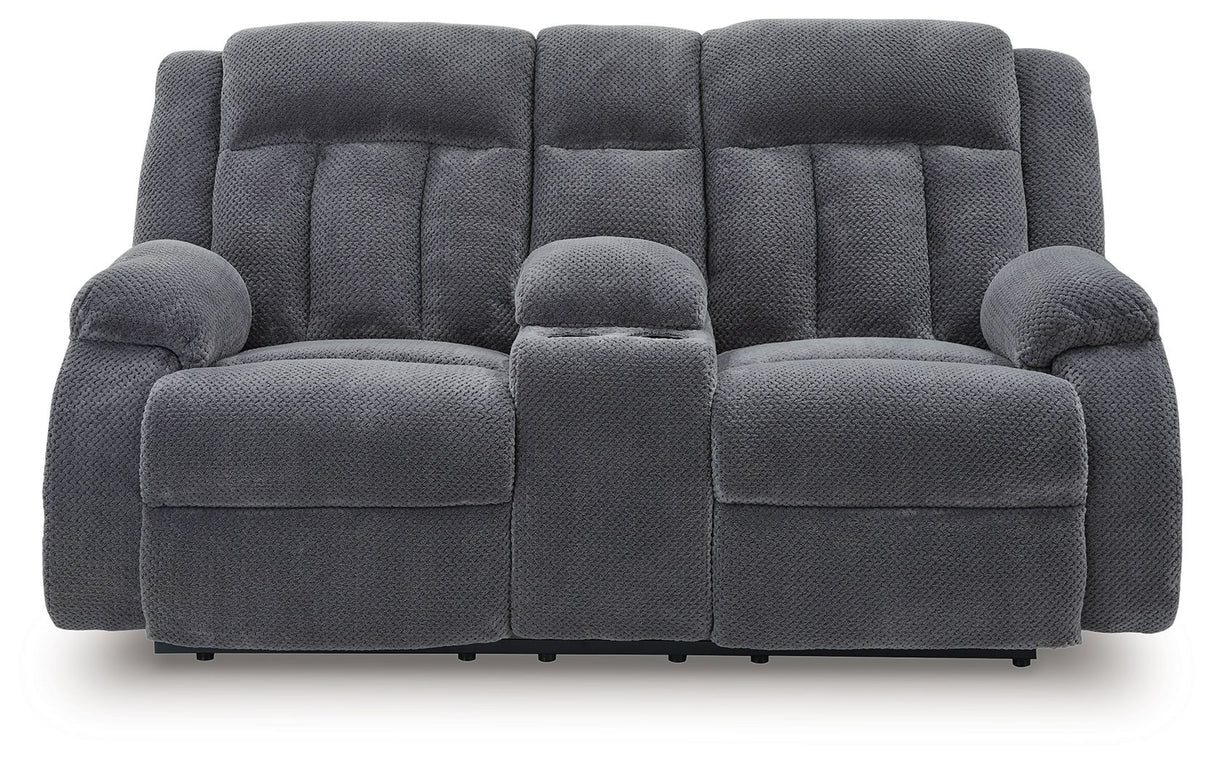 Observation - Steel - Double Reclining Power Loveseat With Console