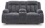 Observation - Steel - Double Reclining Power Loveseat With Console