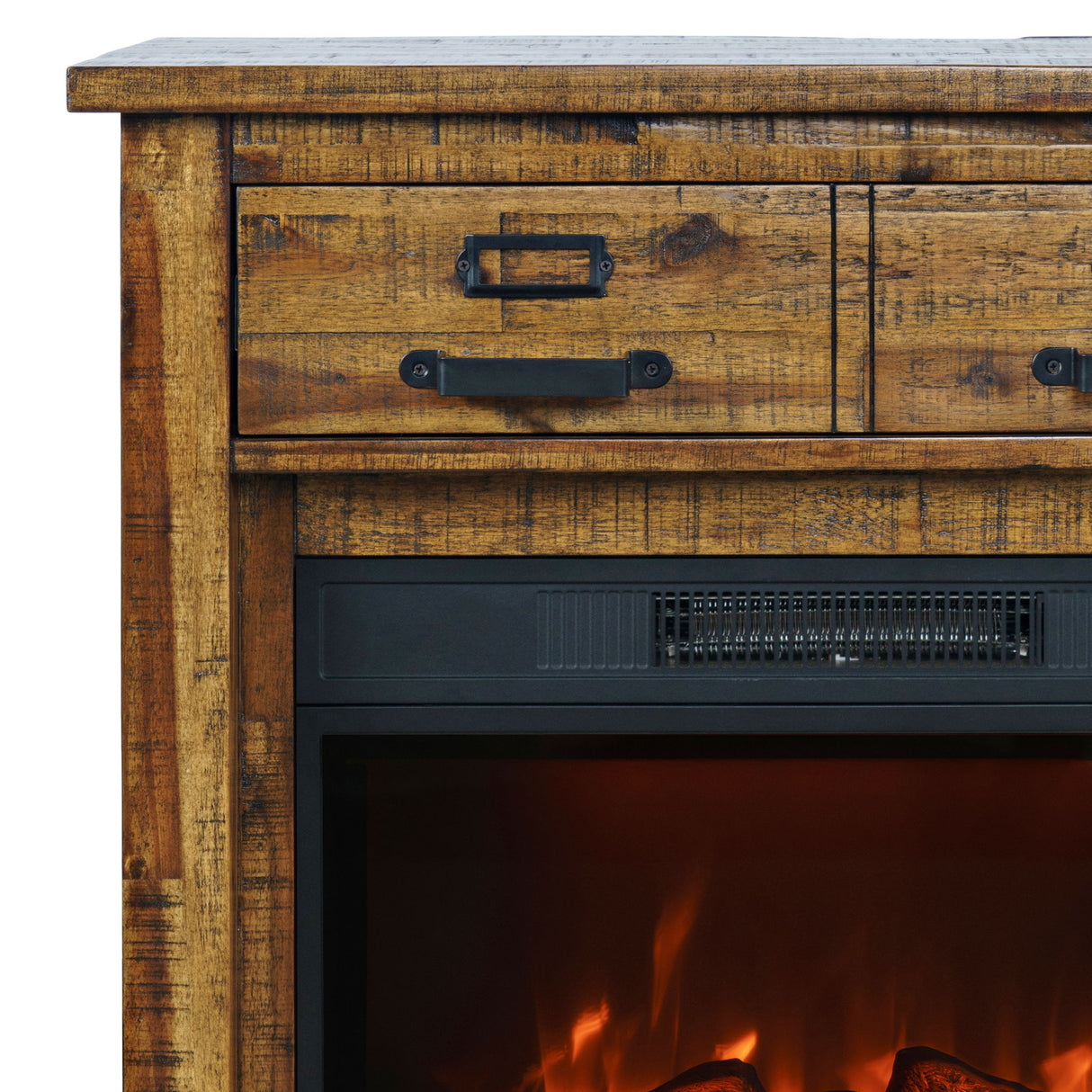 Cannon Valley - Electric Fireplace Media Console - Distressed Brown