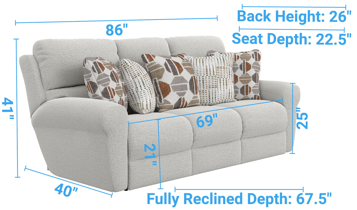 Kellen - Power Reclining Sofa With Zero Gravity - Ecru