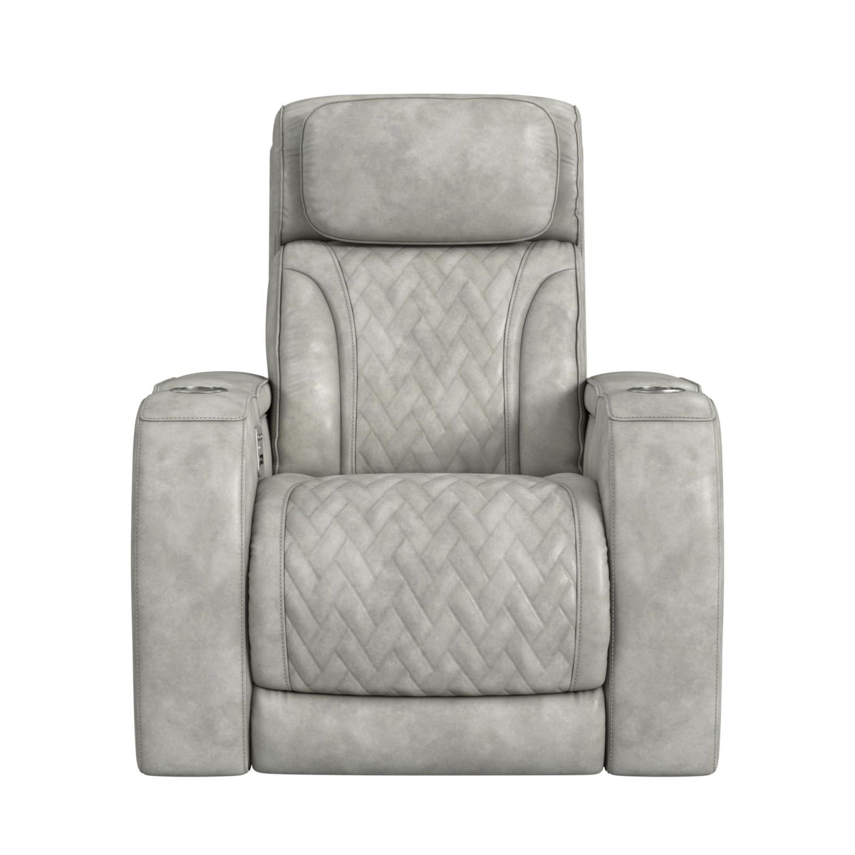 Prime Time - P3 Recliner With 7 Colors Led, Cup Holders And Wireless Charger Controller - Leather Gel Light Gray