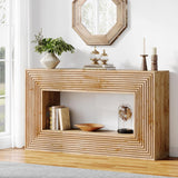 Fluted Console Table, Rectangular Entryway Table With Storage For Living Foyer - Natural Wood