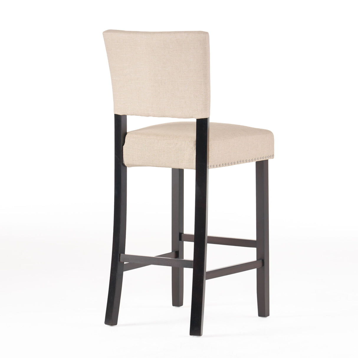 Barstools With Rivet Decoration (Set of 2), Wood Frame, Bar Chairs For Kitchen Island - Beige