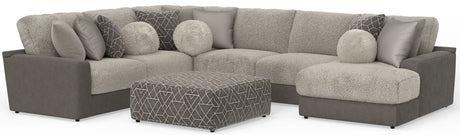 Canyon - 4 Piece Sectional With Cuddler Seat Cushions, Included Accent Pillows And Cocktail Ottoman (Right Side Facing Chaise) - Umber