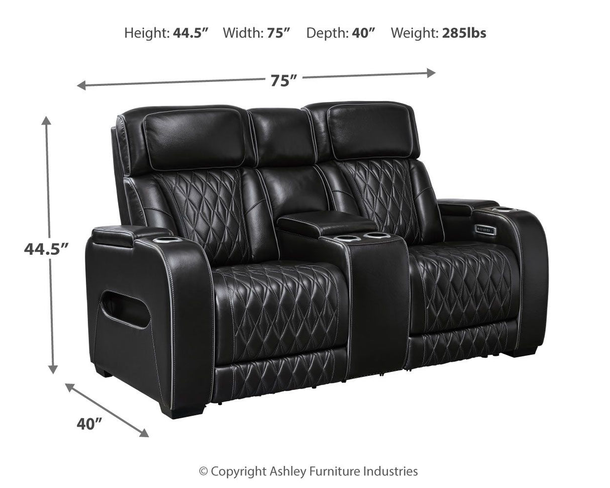 Boyington - Power Reclining Loveseat With Console/Adj Hdrst