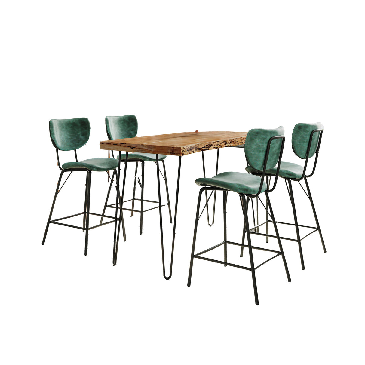Nature's Edge - 5 Piece Counter Set With Modern Barstools - Natural
