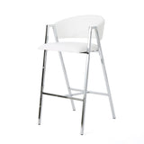 Modern Bar Stools With Low Back And Arms And Durable Metal Frame (Set of 2) - Ivory