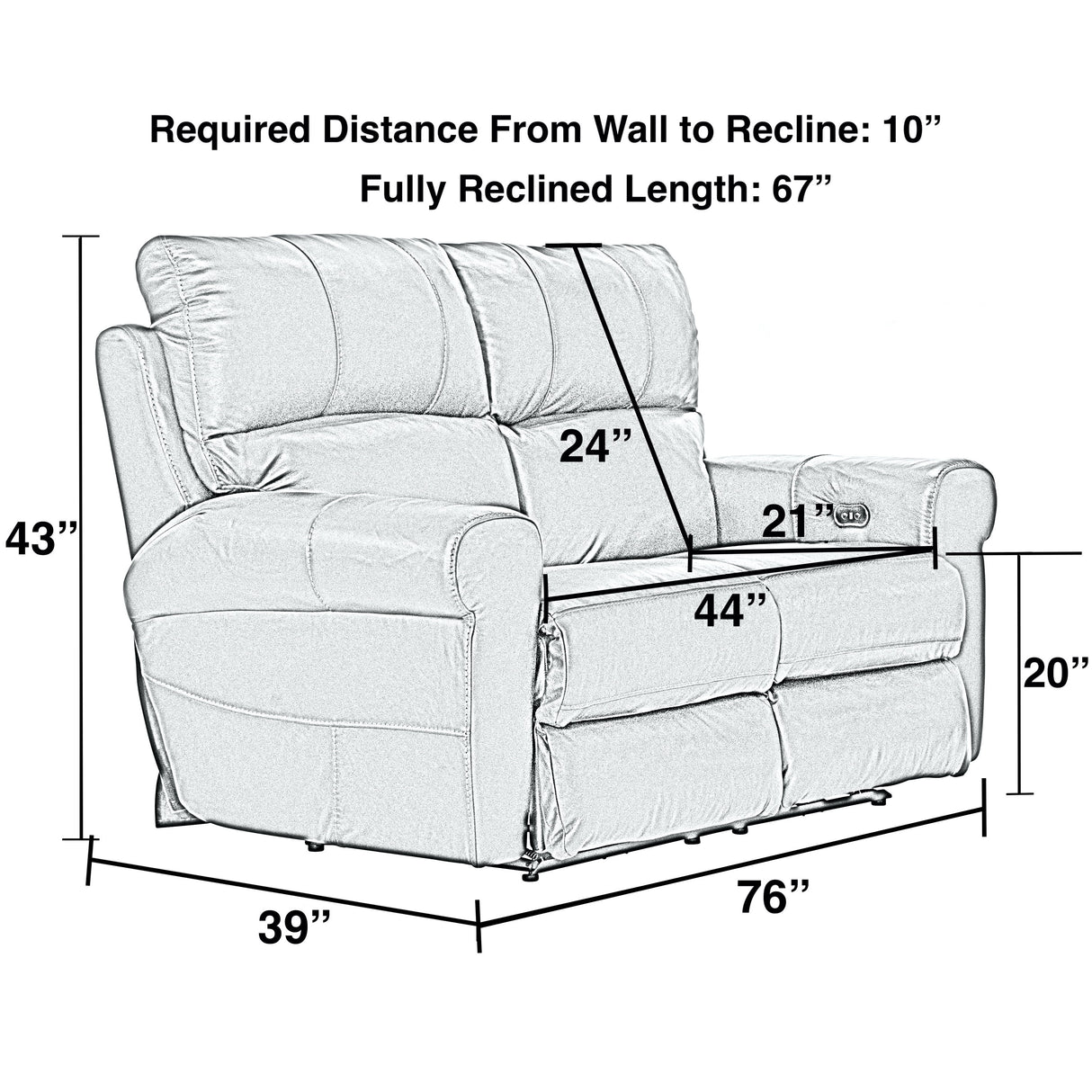 Torretta - Power Lay Flat Reclining Loveseat