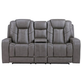 Daniel - 3 Piece Triple-Power Leather Reclining Set - Gray