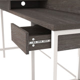 Dorrinson - White / Black / Gray - L-Desk with Storage