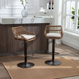 Modern Swivel Bar Stools Adjustable Counter Chairs With Footrest (Set of 2)