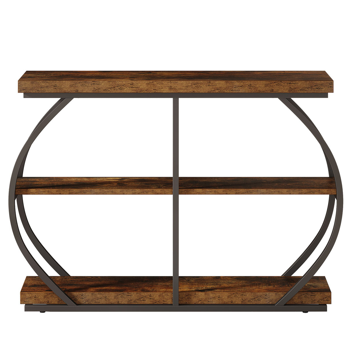 Console Table With Arched Frame, 3 Tier For Living Room - Brown / Black