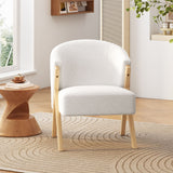 Modern Accent Chair With Polyester Upholstery And Minimalist Lounge Chair For Living Room, Bedroom, Or Office - White