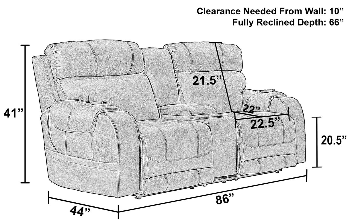 Serenity - Power Reclining Console Loveseat With Power Adjustable Headrest And CR3 Heat / Massage / Lumbar