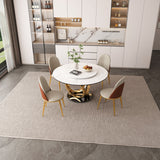 Round Dining Table With 360° Smooth Lazy Susan Stain / Heat - Gold / Black / White