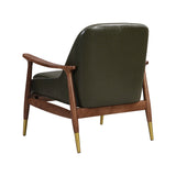 Mid - Century Accent Chair With Cushioned Seat, Brass Tipped Legs
