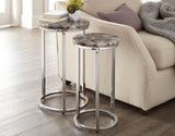 Onyx - Agate Top Nesting Table - Pearl Silver