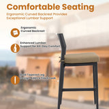 5 Pieces Outdoor Patio Bar Set, Rounded Square Table & 4 Aluminum Bar Stools