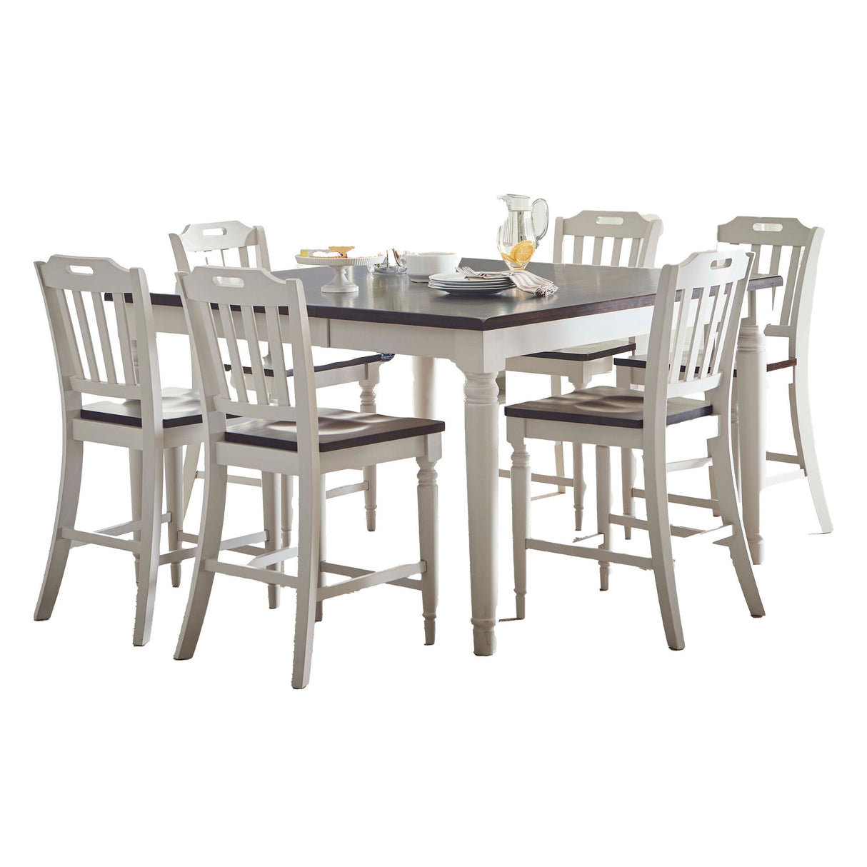 Orchard Park - 7 Piece Counter Set - Soft Gray / Dark Brown