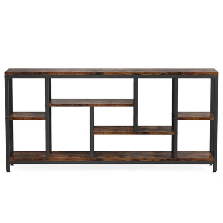 Tribesigns - Extra Long Console Table, 3 Tier With Storage Shelves - Rustic Brown