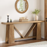 Slim 2 Tier Entryway Accent Extra Long Console Table For Living Room - Natural / Light Brown